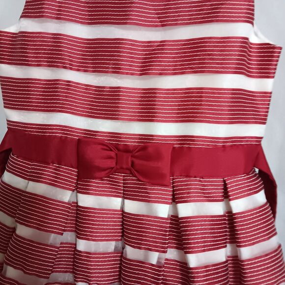Jona Michelle Red White Stripe Party Dress Sleeveless with Faux Fur Shrug Sz 12 - Picture 5 of 13